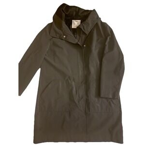 Closed Unisex Water Resistant Fully Reflective Hooded Nylon Coat Dark Gray Sz M